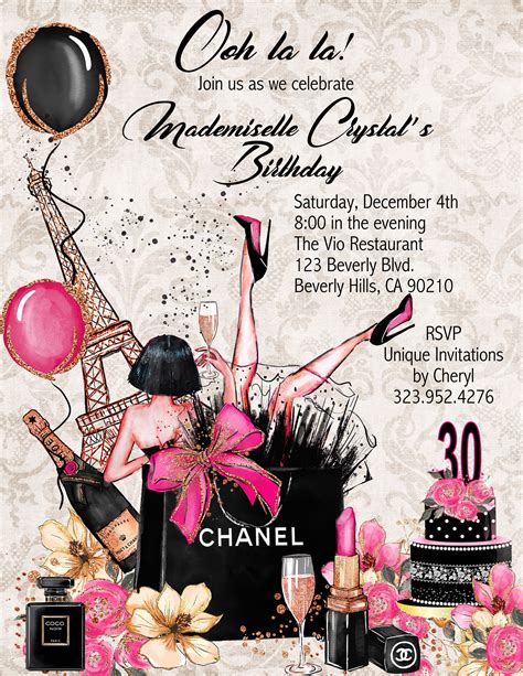 cheap chanel party decorations|chanel party invitations.